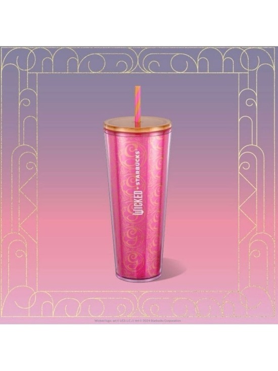 Starbucks Other - Starbucks Wicked Glinda pink & gold 24 oz venti cold tumbler cup